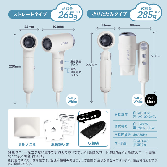 UR.SALON ジェットモンスターマイクロドライヤー02 リッチブラック Ur.Salon】新生活の身支度をスマートに。速乾×コンパクトな「ジェット