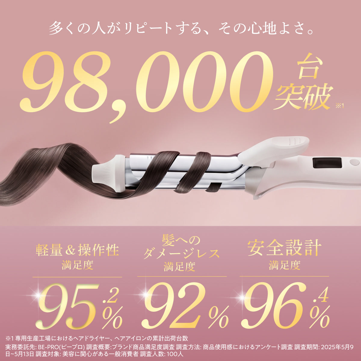 W摩擦レス構造で髪をやさしくホールド】Wダメージレスカールアイロン